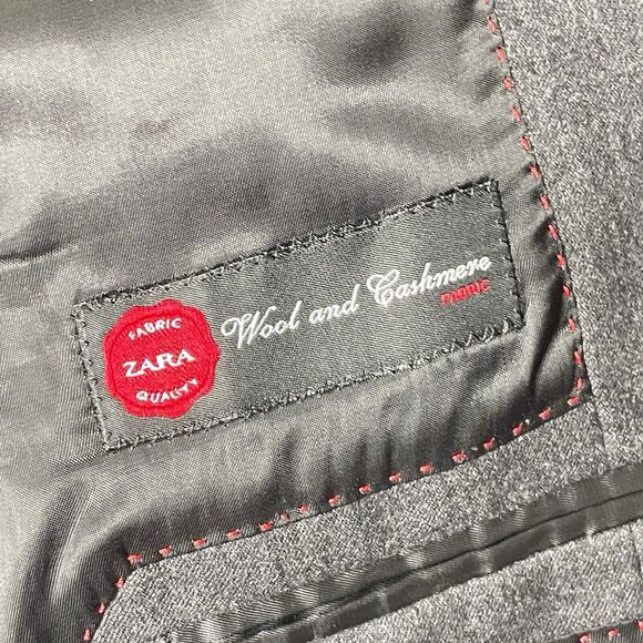 Zara Mens Jacket 42 Gray Wool Cashmere Old Money Business Quiet Luxury - Picture 6 of 9
